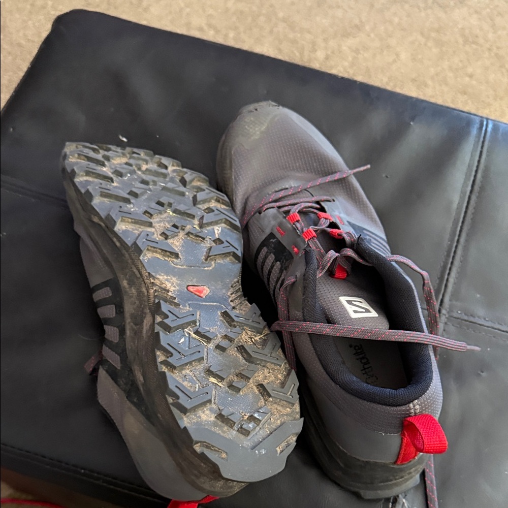 Salomon Men's Gray Trail Runners with Red Pull Tabs - Picture 5 of 5
